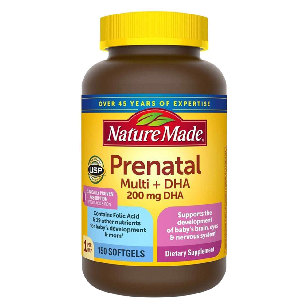 Viên Uống Bổ Sung Vitamin Cho Bà Bầu Nature Made Prenatal Multivitamin + DHA 150 viên]